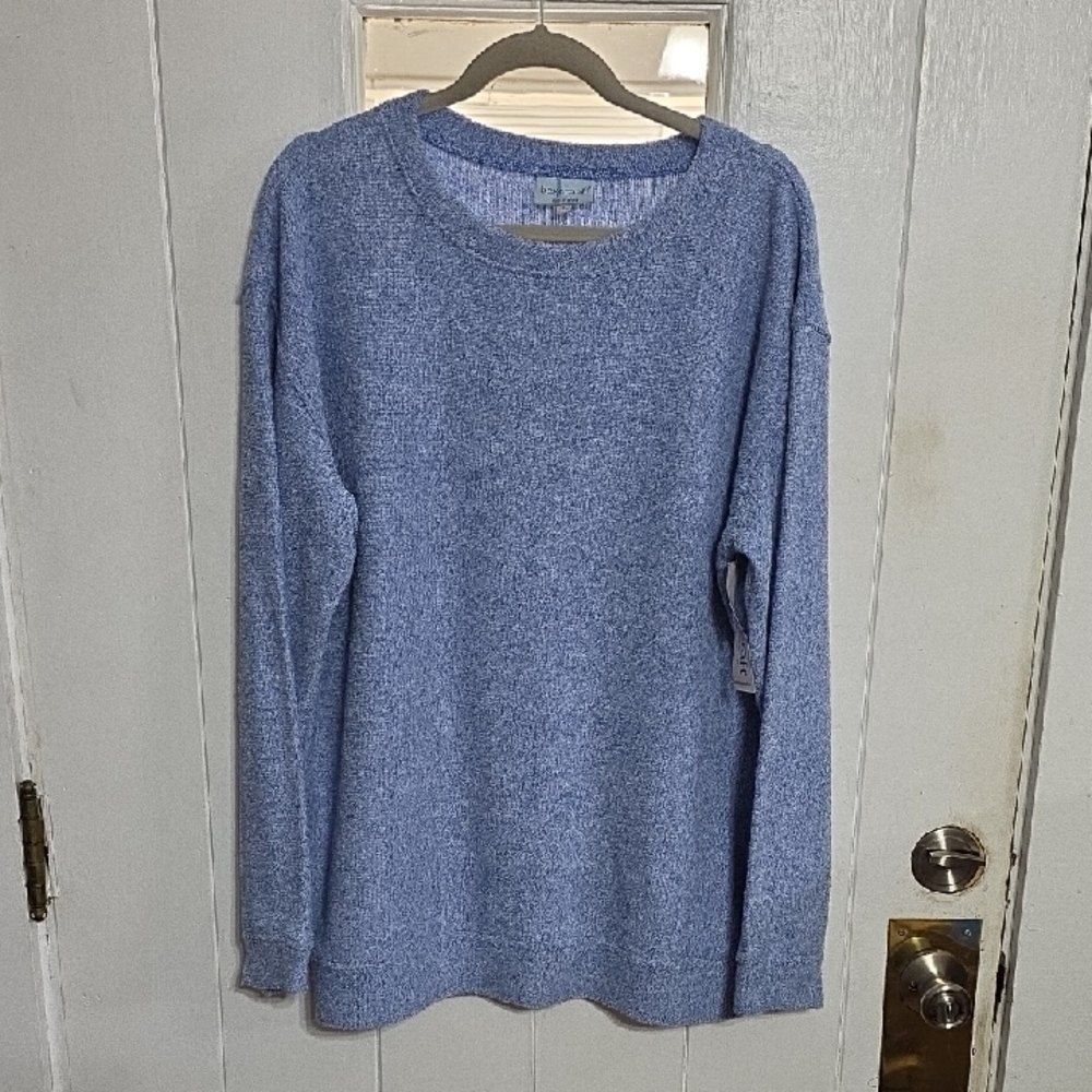 NWT Boxercraft Womens Adult Cotton Crew Blue Sweatshirt/Sweater Comfy Soft Sz XL